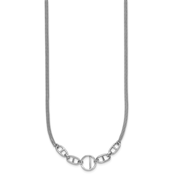 Leslie's Sterling Silver Rh-plt Polish 2-strand Fancy w/1.75in ext Necklace