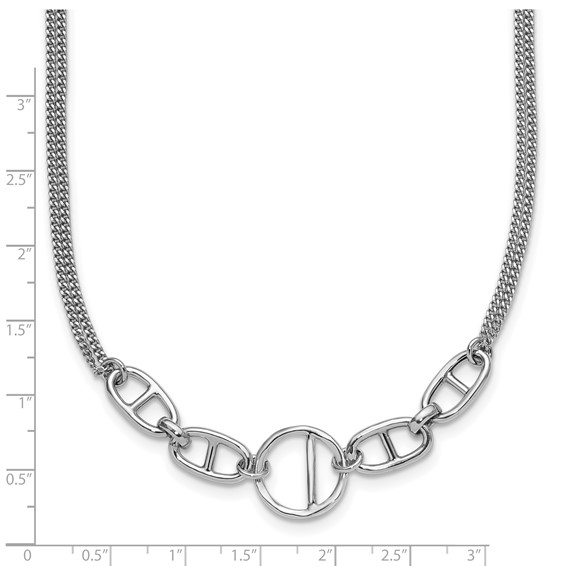 Leslie's Sterling Silver Rh-plt Polish 2-strand Fancy w/1.75in ext Necklace