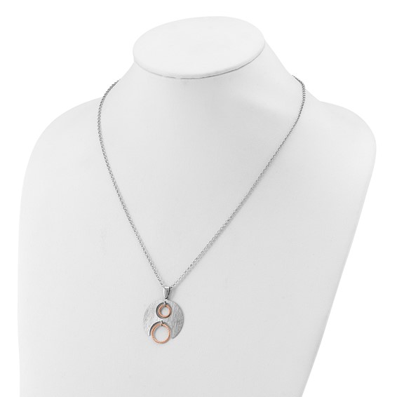 Leslie's Sterling Silver Rh/Rose gold-plat Polish/Brush w/1in ext. Necklace