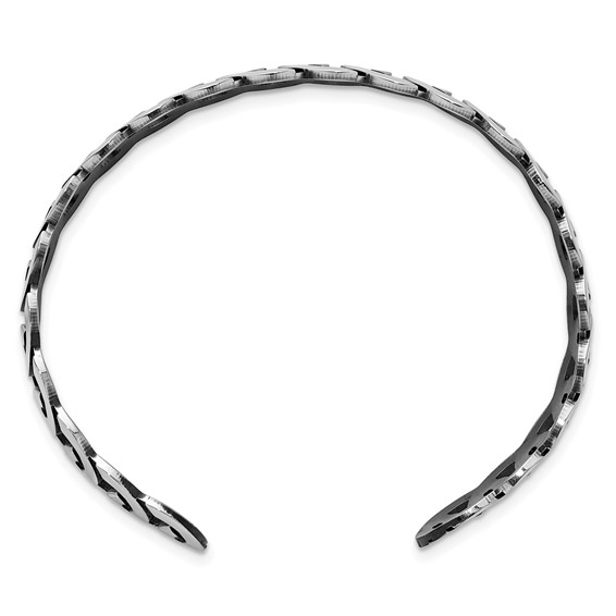 Leslie's Sterling Silver Rh-plated Antiqued Burnished Polished Cuff Bangle