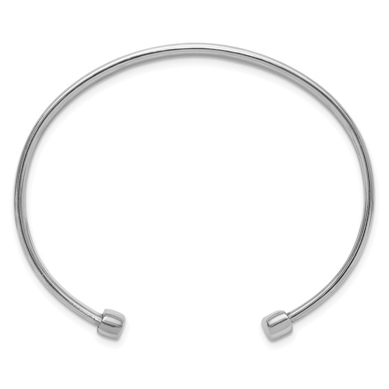 Leslie's Sterling Silver Rhodium-plated Polished/Braided Cuff Bangle