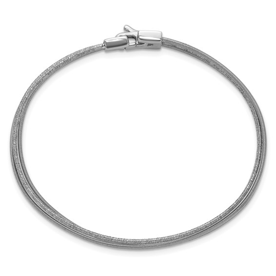 Leslie's Sterling Silver Rhodium-plated Polished/Brushed Buckle Bangle