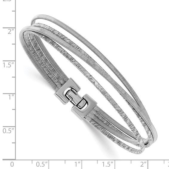 Leslie's Sterling Silver Rhodium-plated Polished/Brushed Buckle Bangle