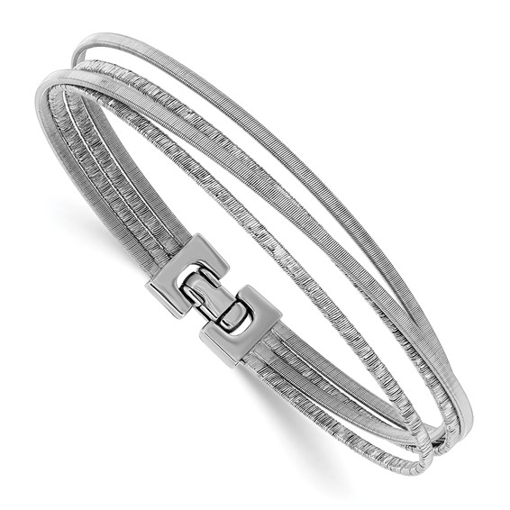 Leslie's Sterling Silver Rhodium-plated Polished/Brushed Buckle Bangle