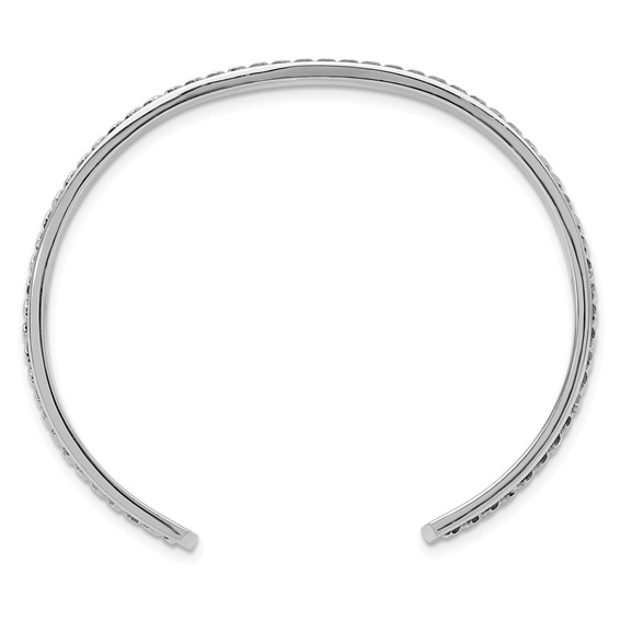 Leslie's Sterling Silver Rhodium-plated Polished Curb Link Cuff Bangle