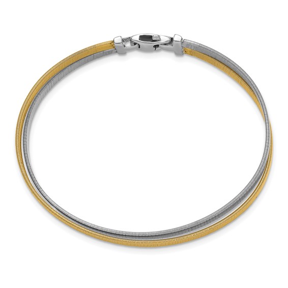 Leslie's Sterling Silver Rhodium/Gold-plated Polished and Satin Bangle