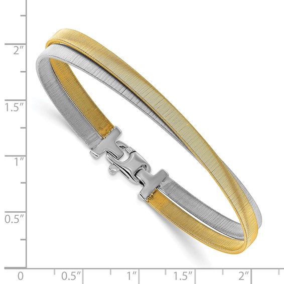 Leslie's Sterling Silver Rhodium/Gold-plated Polished and Satin Bangle