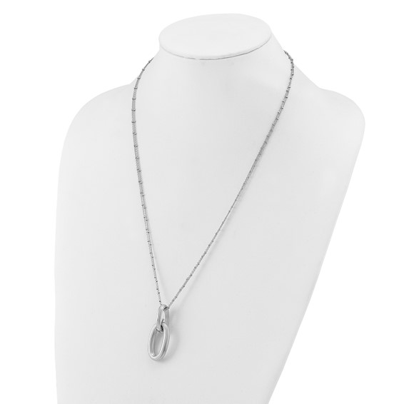 Leslie's SS Rh-plated Polished 2-strand Oval w/1.5in ext. Necklace