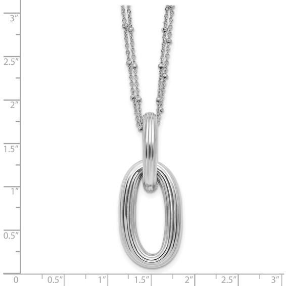 Leslie's SS Rh-plated Polished 2-strand Oval w/1.5in ext. Necklace