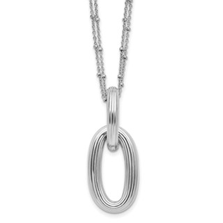 Leslie's SS Rh-plated Polished 2-strand Oval w/1.5in ext. Necklace