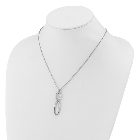 Leslie's Sterling Silver Rh-plated Polished CZ with 2in ext. Necklace