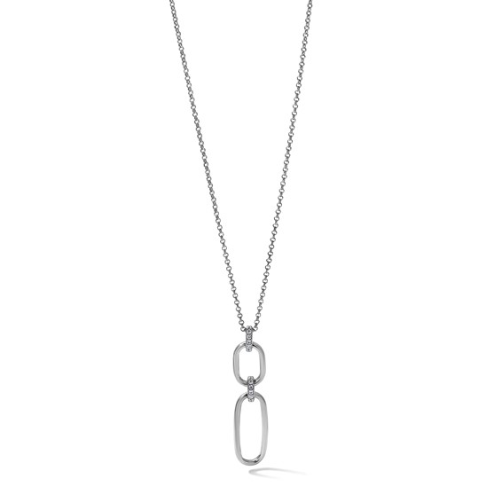 Leslie's Sterling Silver Rh-plated Polished CZ with 2in ext. Necklace