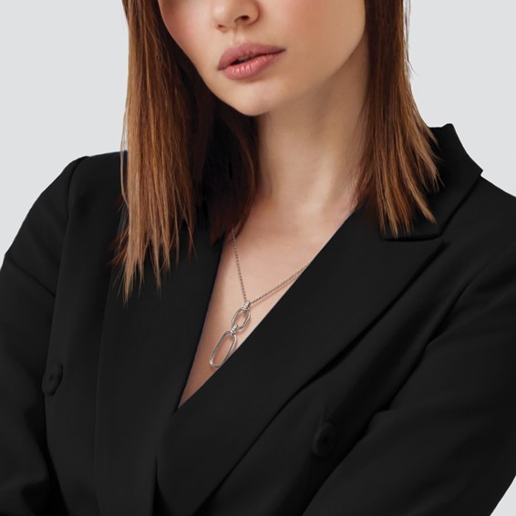 Leslie's Sterling Silver Rh-plated Polished CZ with 2in ext. Necklace