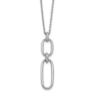 Leslie's Sterling Silver Rh-plated Polished CZ with 2in ext. Necklace