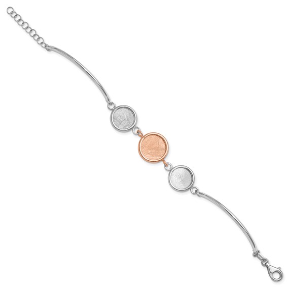 Leslie's SS Rh-plat/Rose-tone Radiant Essence Polished/Scratch Bracelet