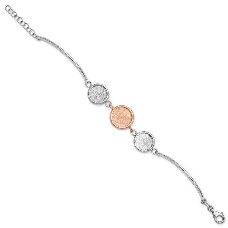 SS Rh-plat/Rose-tone Radiant Essence Polished/Scratch Bracelet