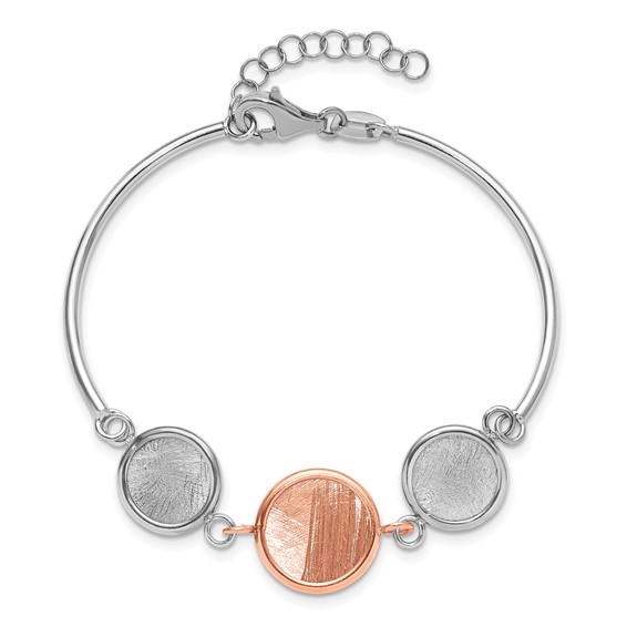 Leslie's SS Rh-plat/Rose-tone Radiant Essence Polished/Scratch Bracelet