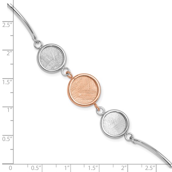 Leslie's SS Rh-plat/Rose-tone Radiant Essence Polished/Scratch Bracelet