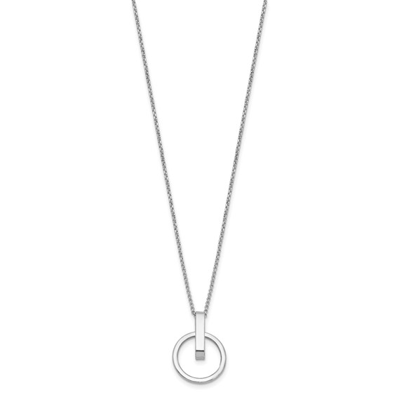 Leslie's Sterling Silver Rh-plt Polished w/2in ext. Circle Pendant Necklace