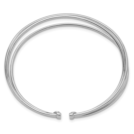 Leslie's Sterling Silver Rhodium-plated Polished Flexible Cuff Bangle