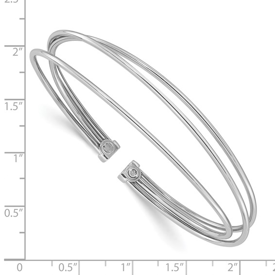 Leslie's Sterling Silver Rhodium-plated Polished Flexible Cuff Bangle