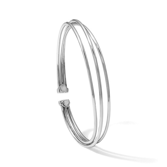 Leslie's Sterling Silver Rhodium-plated Polished Flexible Cuff Bangle