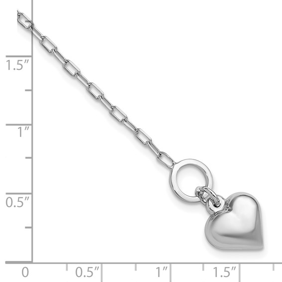Leslie's Sterling Silver Rhodium-plated Polished Heart Toggle Bracelet