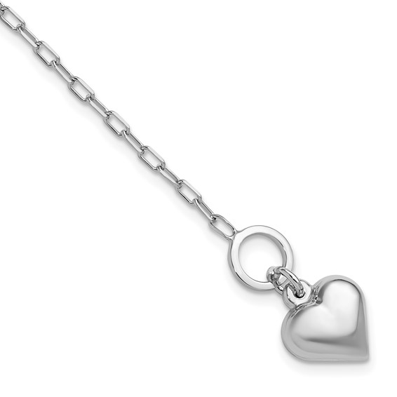 Leslie's Sterling Silver Rhodium-plated Polished Heart Toggle Bracelet