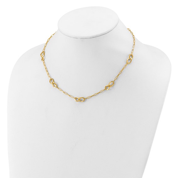 Leslie's Sterling Silver Gold-plated Fancy Link with 1in ext. Necklace