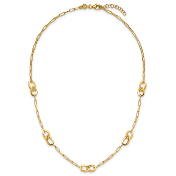 Leslie's Sterling Silver Gold-plated Fancy Link with 1in ext. Necklace