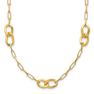 Leslie's Sterling Silver Gold-plated Fancy Link with 1in ext. Necklace
