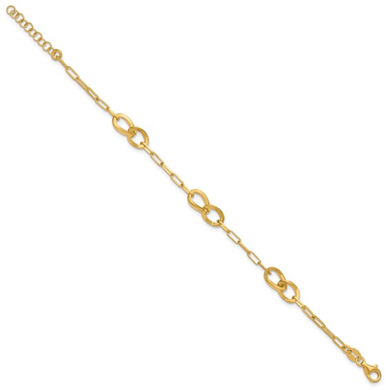 Leslie's Sterling Silver Gold-plated Fancy Link with 1in ext. Bracelet