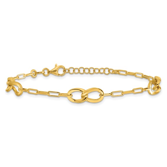 Leslie's Sterling Silver Gold-plated Fancy Link with 1in ext. Bracelet