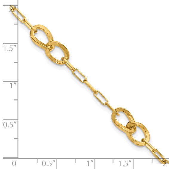 Leslie's Sterling Silver Gold-plated Fancy Link with 1in ext. Bracelet