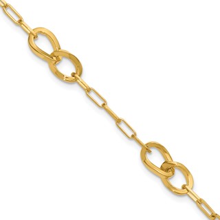 Leslie's Sterling Silver Gold-plated Fancy Link with 1in ext. Bracelet