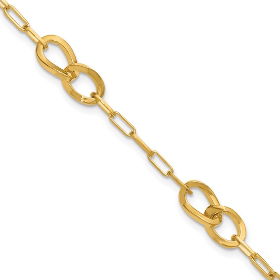 Leslie's Sterling Silver Gold-plated Fancy Link with 1in ext. Bracelet