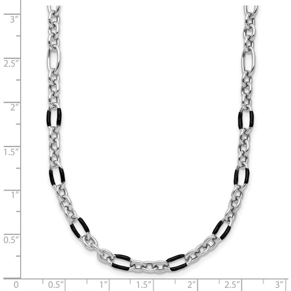 Leslie's Sterling Silver Rhodium-plated w/Enamel Link w/2in ext. Necklace