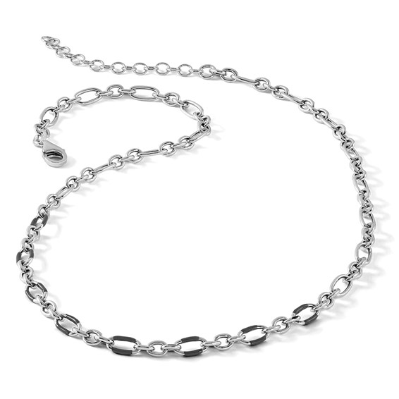 Leslie's Sterling Silver Rhodium-plated w/Enamel Link w/2in ext. Necklace