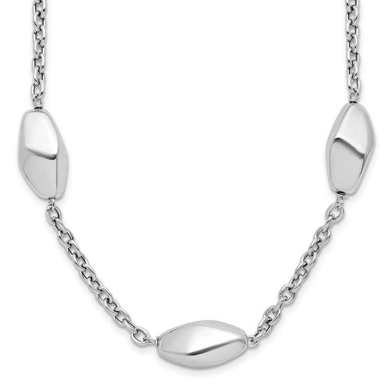 Sterling Silver Rhodium-plated Polished with 1.5in ext. Necklace
