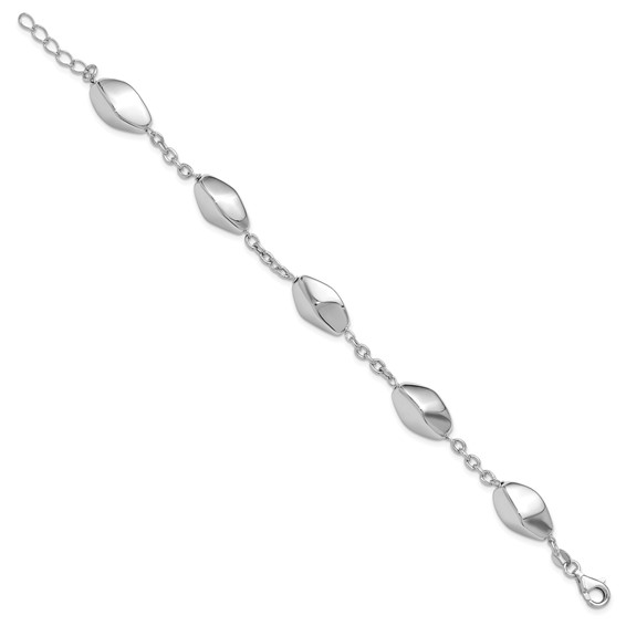 Leslie's Sterling Silver Rhodium-plated Polished with .75in ext. Bracelet