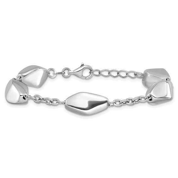 Leslie's Sterling Silver Rhodium-plated Polished with .75in ext. Bracelet