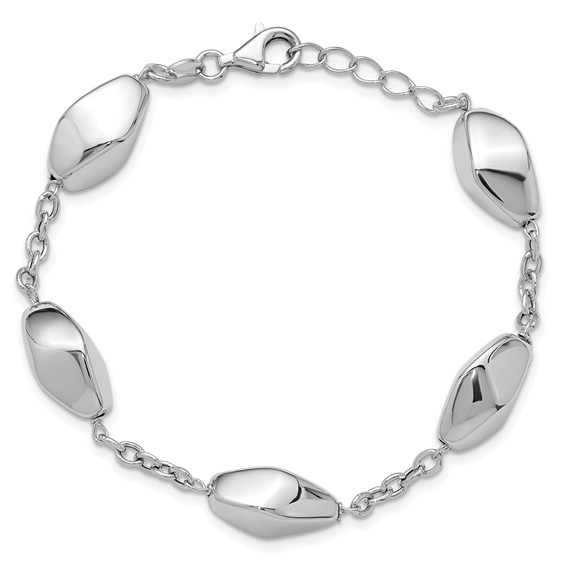 Leslie's Sterling Silver Rhodium-plated Polished with .75in ext. Bracelet