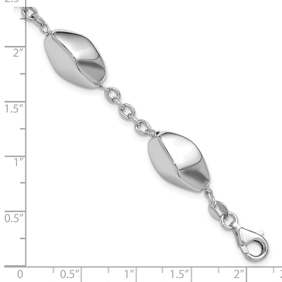 Leslie's Sterling Silver Rhodium-plated Polished with .75in ext. Bracelet
