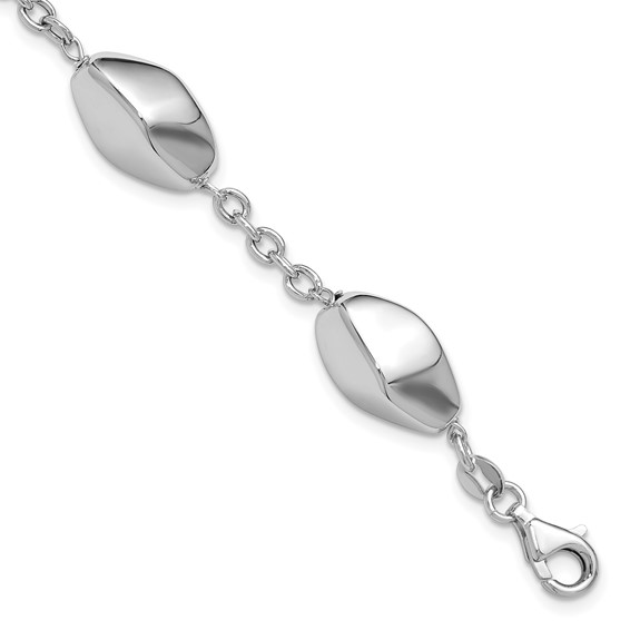 Leslie's Sterling Silver Rhodium-plated Polished with .75in ext. Bracelet