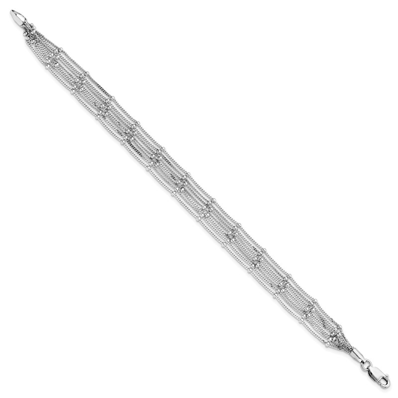 Sterling Silver RH-plated Seven Strand Beaded Bracelet