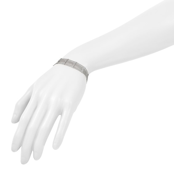 Leslie's Sterling Silver RH-plated Seven Strand Beaded Bracelet