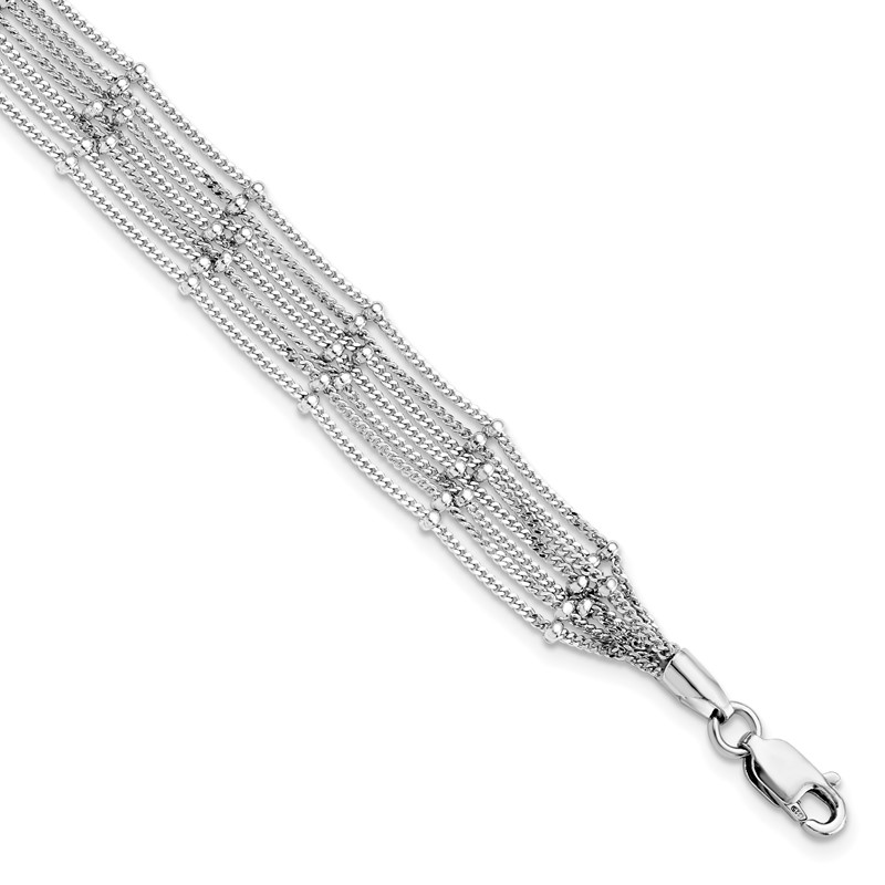Sterling Silver RH-plated Seven Strand Beaded Bracelet
