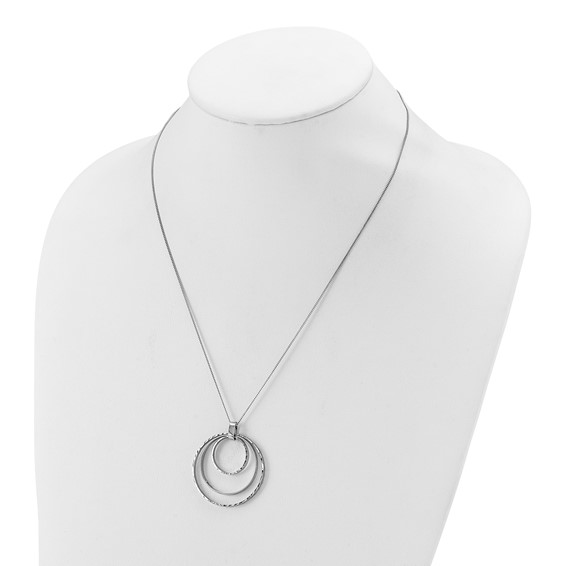 Leslie's Sterling Silver Rhodium-plated D/C Circles Necklace