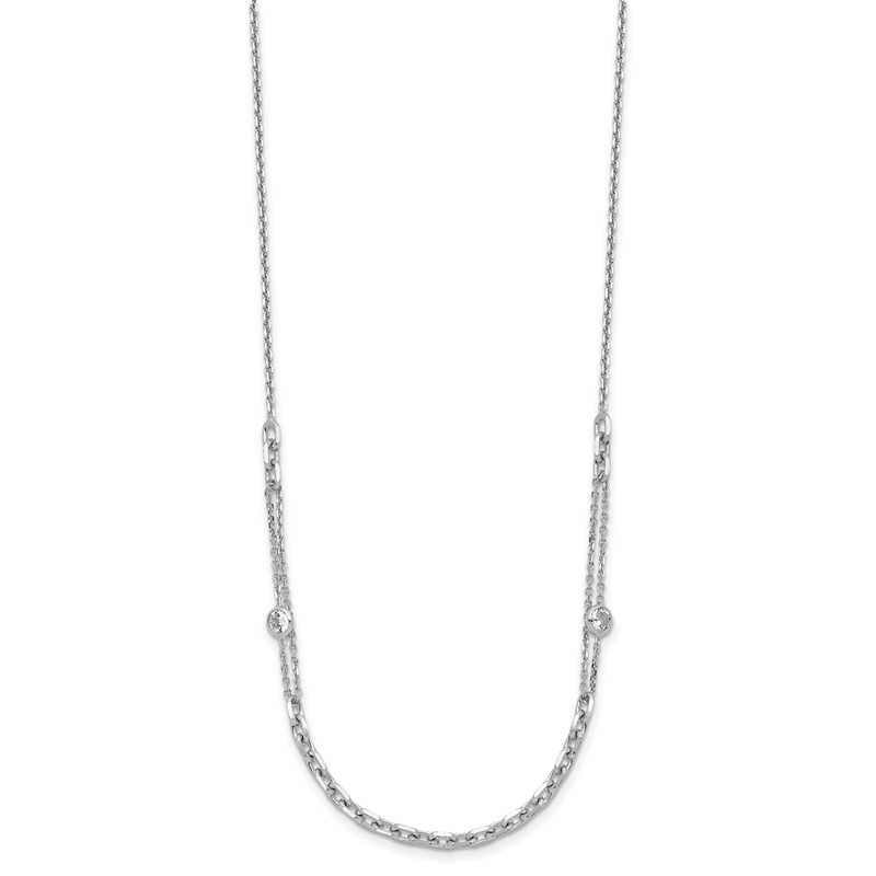 Sterling Silver Rhodium-plated CZ with 2in ext. Necklace