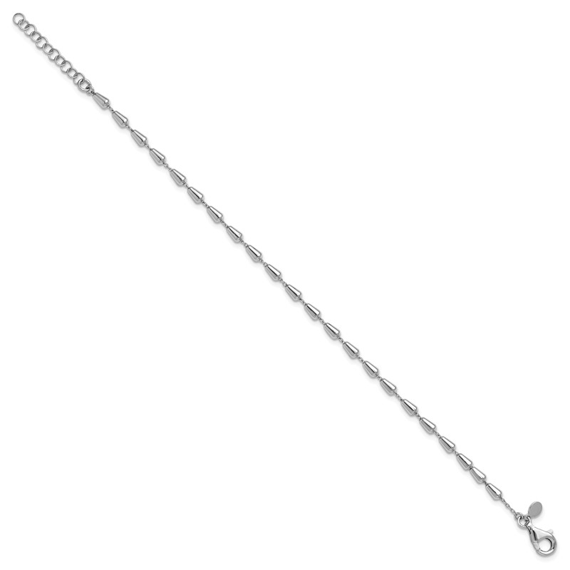Sterling Silver RH-plated Polished 7in w/ 1in ext. Bracelet